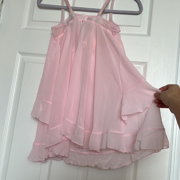 Vintage  Delicates Pink floral Embroidered sheer slip lingerie dress Size Medium - Picture 3 of 5